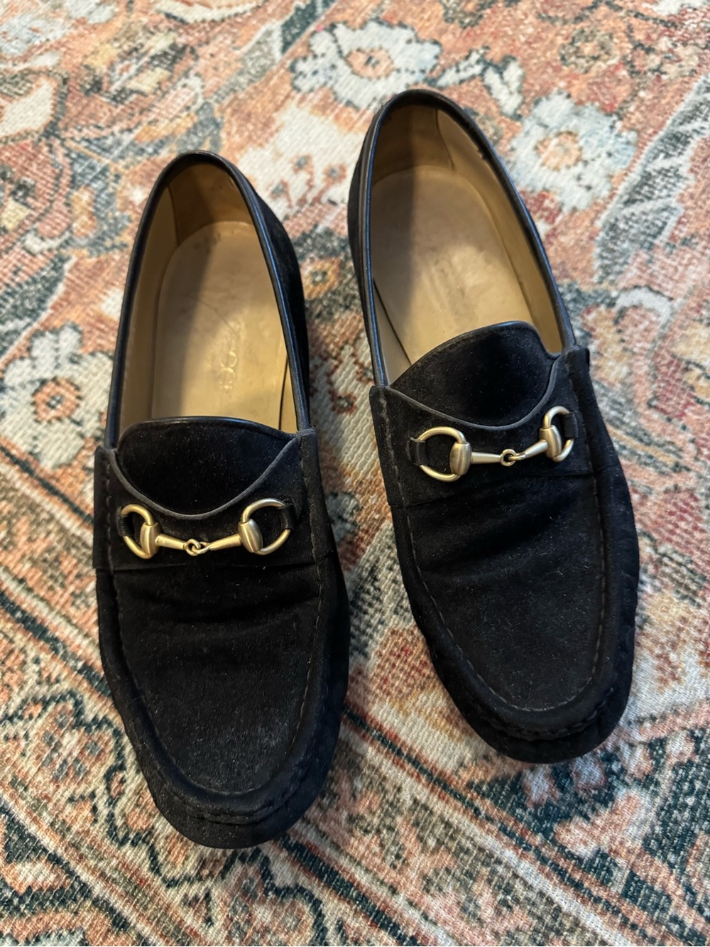 Gucci Women’s Horsebit Size 8.5 Black Suede Loafers Flats